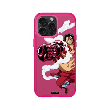 iPhone 15 Pro Max Clear 粉漾桃 - 航海王 One Piece - 復刻系列-魯夫四檔彈跳人