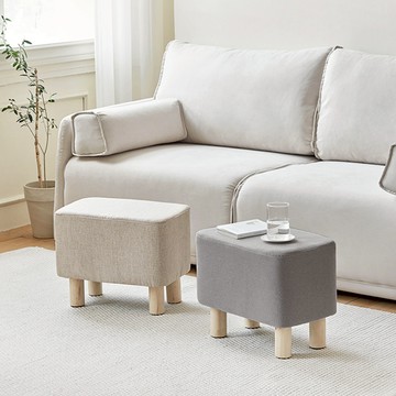 韓國 roomnhome 艾夏實木椅凳（免組裝腳凳／板凳）-2入 - 米色