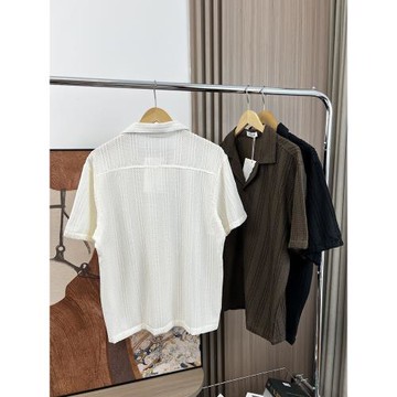 高階設計！舒適有型！外貿男裝夏季通勤百搭純色寬松休閑短袖襯衫