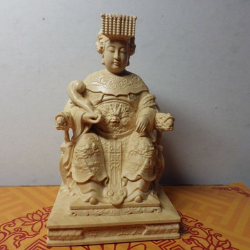 黃楊木精雕媽祖婆(高10公分)