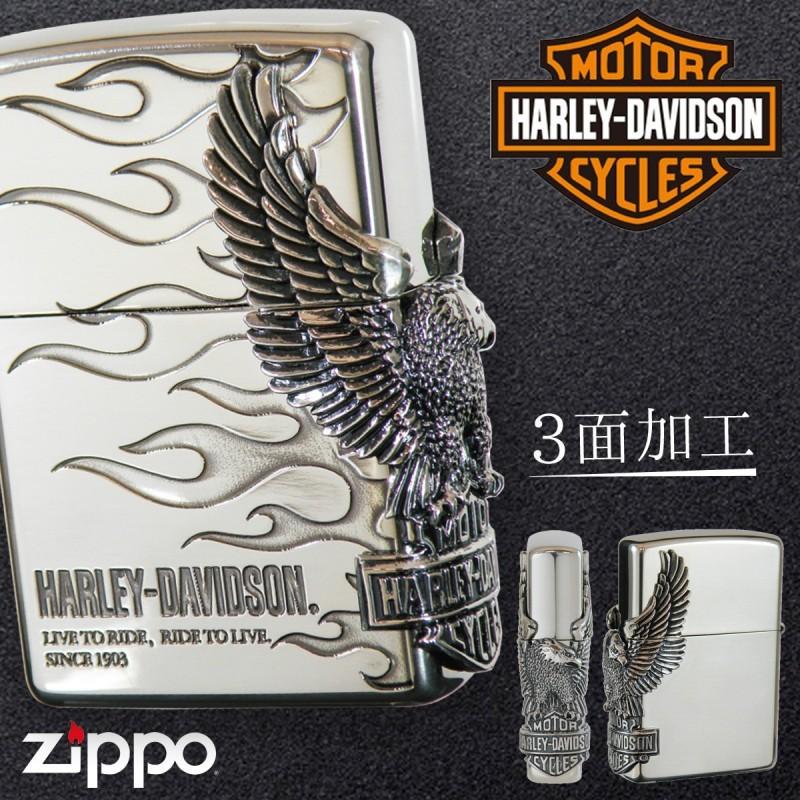 楽ギフ_のし宛書 ZIPPO ハーレーダビットソン 三面イーグルメタル SV