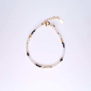 琉光_黃水晶_黃瑪瑙_珍珠_白水晶純銀包18K金手鍊