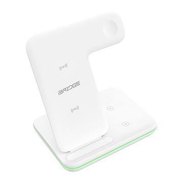 iBRIDGE 15W 極速三合一無線充電器 適用於 iPhone 14 Apple Watch AirPods 3 Pro  白色  1個