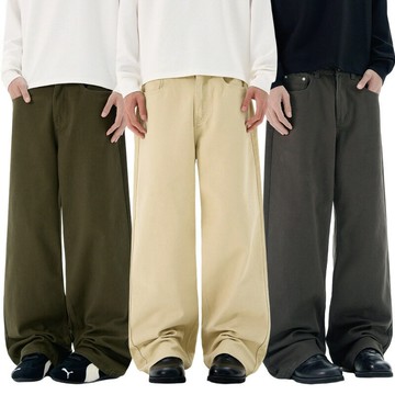 【新品】基礎款純色簡約通勤牛仔褲男女cleanfit寬松直筒休閑褲