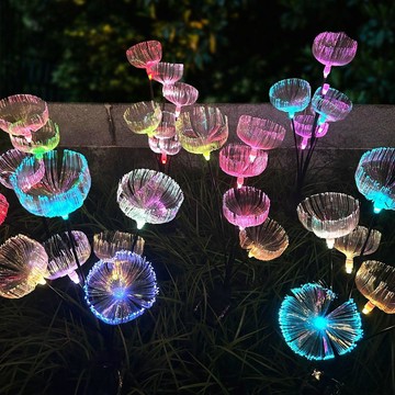 秋季上新⭐太陽能光纖花燈水母七彩燈裝飾氛圍燈戶外防水庭院花園陽臺草坪燈