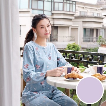 華歌爾睡衣-家居系列 M-L花紗純棉針織印花褲裝(淺芋紫) LWY96933CL