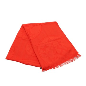 HERMES 愛馬仕 紅色 絲綢 喀什米爾 圍巾 【二手名牌BRAND OFF】