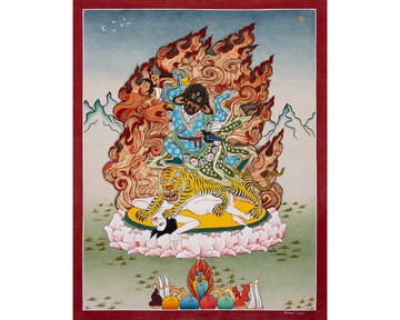 精美的多杰鼓唐卡绘画 拥抱精神和谐