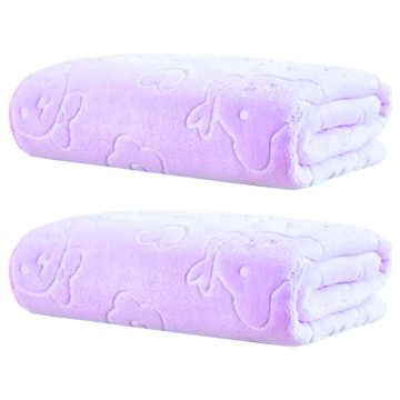 小熊壓花毛巾 Set 8條 75cm x 35cm 80%聚酯纖維+20%聚醯胺纖維  粉紫熊  2組