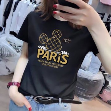 黑色米奇短袖t恤女裝夏裝2025年新款韓版純棉體恤寬松圓領上衣ins