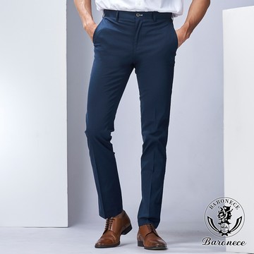 【BARONECE】日規超彈柔順平面休閒褲_藍(100681-25)