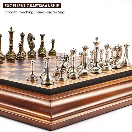 チェス チェスト |AMEROUS 14 inches Wooden Chess Set with Metal Chess Pieces   2.5'