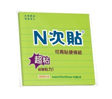 N次貼-61543-超黏格線系列便條紙 90張/本 綠【APP滿額下單10%點數(單一帳號最高5000點)】1/31止