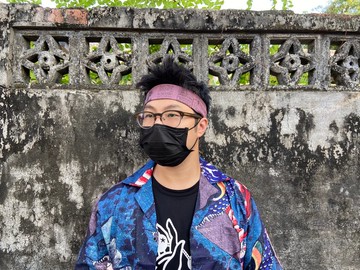 男生頭帶 / 一片式髮帶 / 紫紅色英文學刊