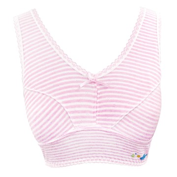 GIAT - 鯨魚條紋成長型內衣-寬肩短胸衣-粉紅