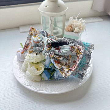 棉布綁結蕾絲髮箍頭箍髮飾-薄荷綠