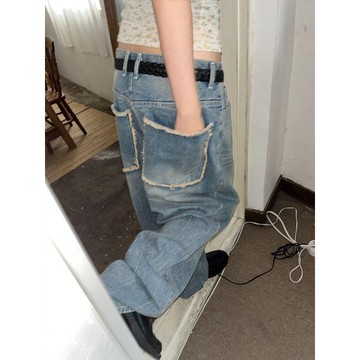 Codibook｜韓國 kim9hope 寬鬆款口袋天藍丹寧長褲［預購］牛仔褲 女裝