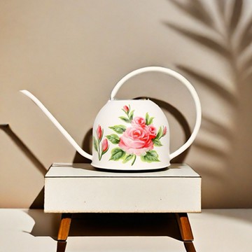 老師傅手繪玫瑰花鐵藝水壺田園風鐵質長嘴花灑園藝澆水壺 灑水壺 LPS/105 免運 快速出貨