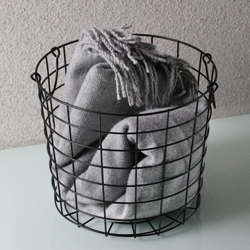 復古鐵藝收納筐客廳雜物收納桶小號臟衣籃玩具桶垃圾簍