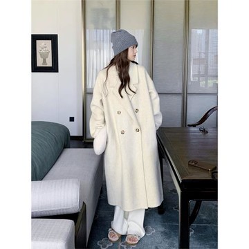 雙面羊絨大衣女長款過膝今年流行繭型韓系溫柔風氣質羊毛呢子外套