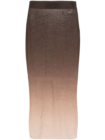 ANDREĀDAMO - rhinestone-embellished midi skirt - women - Polyester - M - Brown