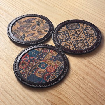 手工皮杯墊-圓型