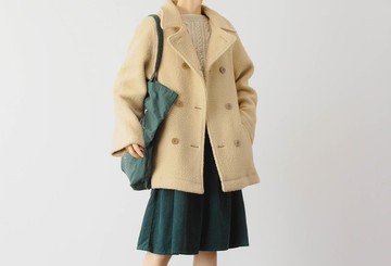 法式復古 少女羊羔毛 雙排扣大衣外套