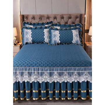 歐式床裙單件高檔床罩枕套三件套防滑夾棉加厚床套床笠雙人床裙罩