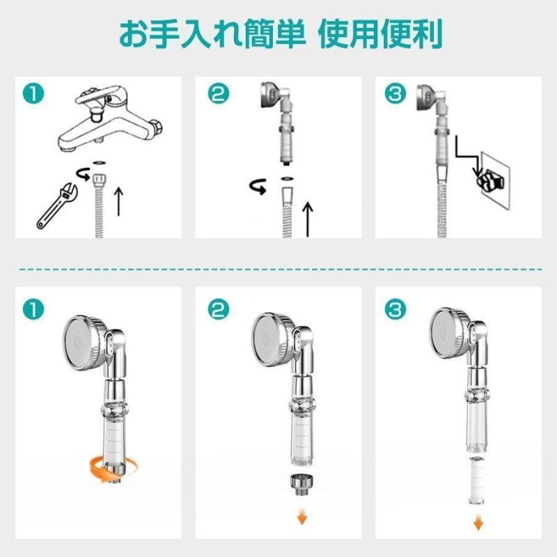 シャワーヘッド 80%節水 塩素除去 360°回転 節水シャワー 手元止水 3段階吐水モード 浄水 増圧 国際基準G1/2 水量調節 角度調整 高水圧  軽量 アダプター付 (hs) | LINEブランドカタログ