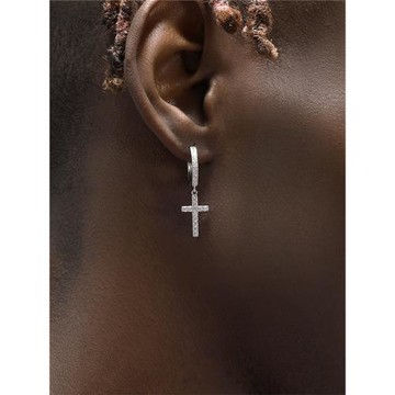 GRGR cross earrings 純銀滿鉆十字架耳環男女嘻哈鋯石耳圈墜單只