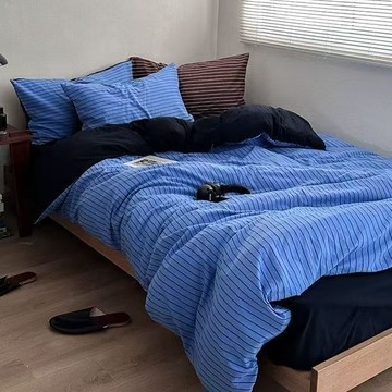 🐾可開發票🐾夏季被套 薄被套 透氣被套法式高級極簡風水洗棉工藝家用雙人四件套宿舍單人三件套牀上用品