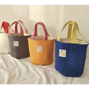 Sp house 韓風帆布單肩斜背手提女用抽繩水桶包(2款5色可選)