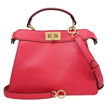 FENDI Peekaboo 經典轉扣雙層兩用包.桃粉