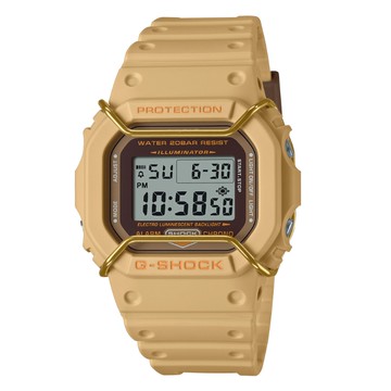 【CASIO 卡西歐】G-SHOCK 大地色系啞光金屬電子錶(DW-5600PT-5)