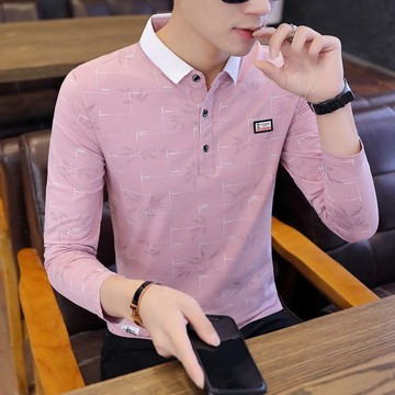 新品【秋冬】男上衣POLO衫長袖休閒男士長袖T恤翻領春秋季帥氣POLO衫時尚打底上衣1/2件