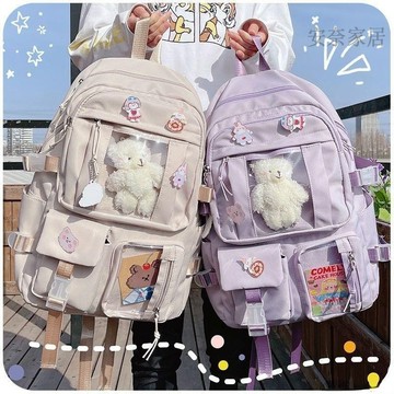 台灣出貨48H💖新款雙肩包 ins風大容量高中學生書包 女韓版雙肩背包 原宿卡通雙肩包 初中生背包 大容量筆電包女生背包