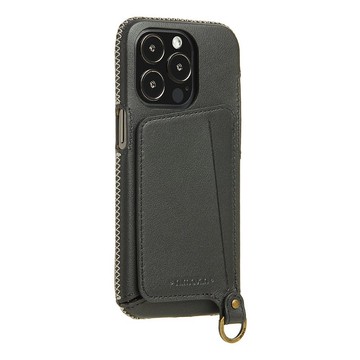 iPhone14 Pro 經典系列附皮革手腕帶/全包覆站立支架手機套-碳黑