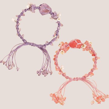 love, charlotte - 手工編織粉紫水晶立體花朵手鏈
