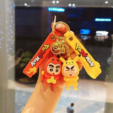 變裝小新小火龍掛飾精緻鑰匙扣高檔傑尼龜飾品掛件鑰匙鏈公仔包包
