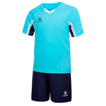 Kelme 兒童運動套裝 排汗套裝 兒童套裝 足球 運動上衣 短褲 淺藍 透氣 排汗 套裝【樂買網】