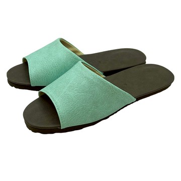 [家速配]臘染皮拖鞋-綠S~M