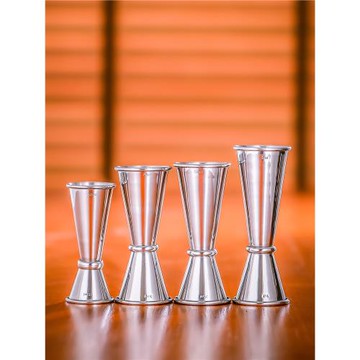 標準刻度卷邊量酒器304不銹鋼量杯盎司杯 奶茶店帶刻度盎司杯器