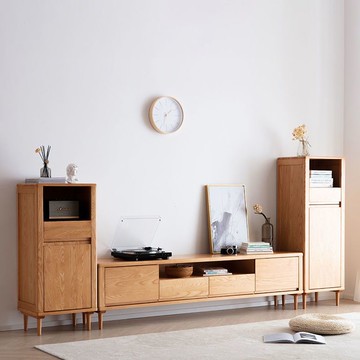 免運 電視櫃 日式電視櫃  北歐實木電視柜組合現代簡約儲物柜日式小戶型客廳白蠟木收納地柜 可開發票 全館八折 工廠現貨直銷 新品特價 h9029