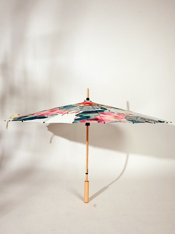 復古風雨傘 24骨平面中國風水墨畫木柄直桿傘防雨抗風長柄傘