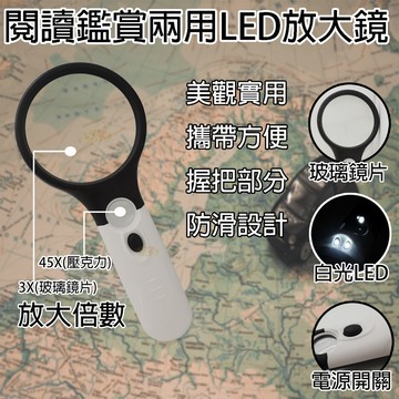 《附發票》閱讀鑑賞兩用LED放大鏡 攜帶方便、部分採防滑設計適用閱讀書籍、報紙、電路、機械零件等 電池另購(4號X3)