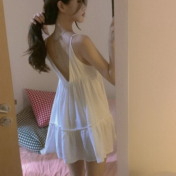 Xuan♥ 吊帶睡裙女 夏季 宮廷風 絲滑冰絲睡衣 薄款甜美 公主風 家居服