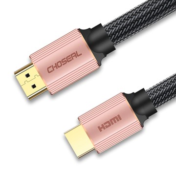 Choseal 【日本】HDMI2.0高畫質4K工程級影音編織傳輸線 玫瑰金1.5M