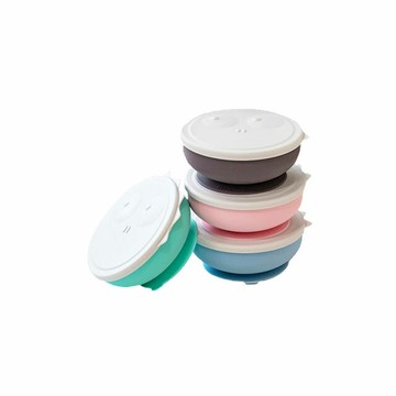 【韓國monee】100%白金矽膠恐龍造型可吸式餐碗附蓋350ml/4色★衛立兒生活館★