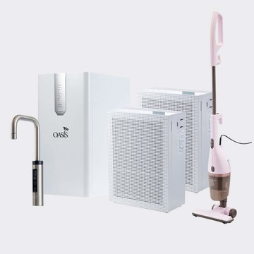 【成家4件組-30坪推薦】OASIS櫥下兩溫淨水機+Coway綠淨力玩美雙禦空氣清淨機AP-1019C 2台 再送Twinbird吸塵器