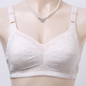 中老年人無鋼圈內衣 純棉春夏蕾絲大碼 全棉媽媽文胸薄款胸罩